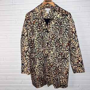 Worthington Brown Leopard Print Cotton Trench Overcoat , Women’s Size Small